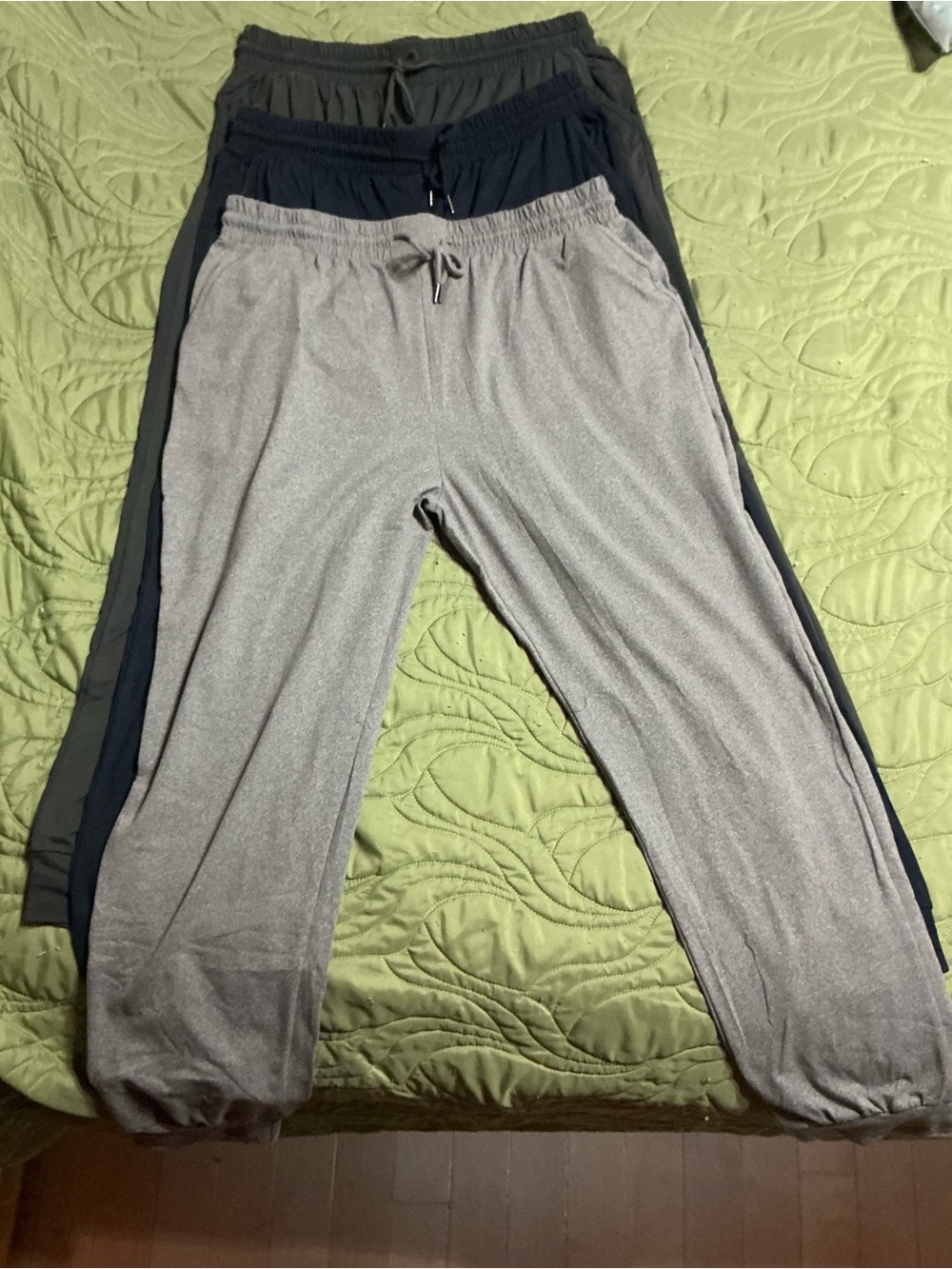 Women's Elastic Waist Jogger Pants - Gray, Navy & Charcoal - Set of 3
